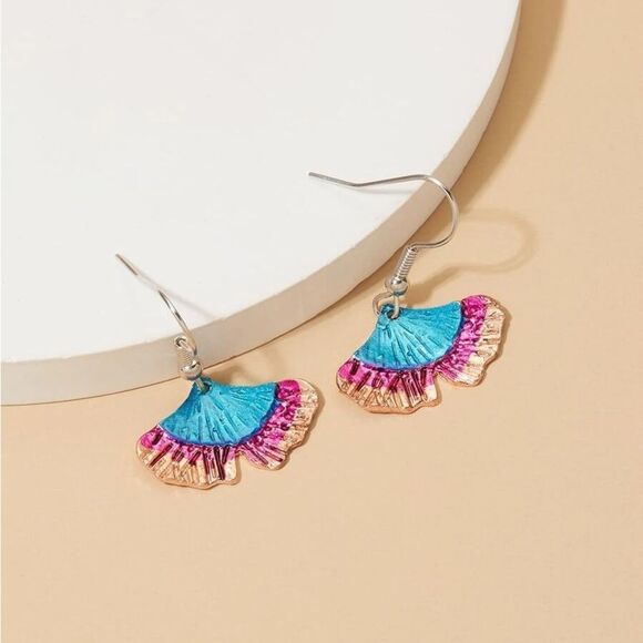 🌸Boho Ginkgo Leaf colorful Drop Earrings🌸 - Picture 11 of 13